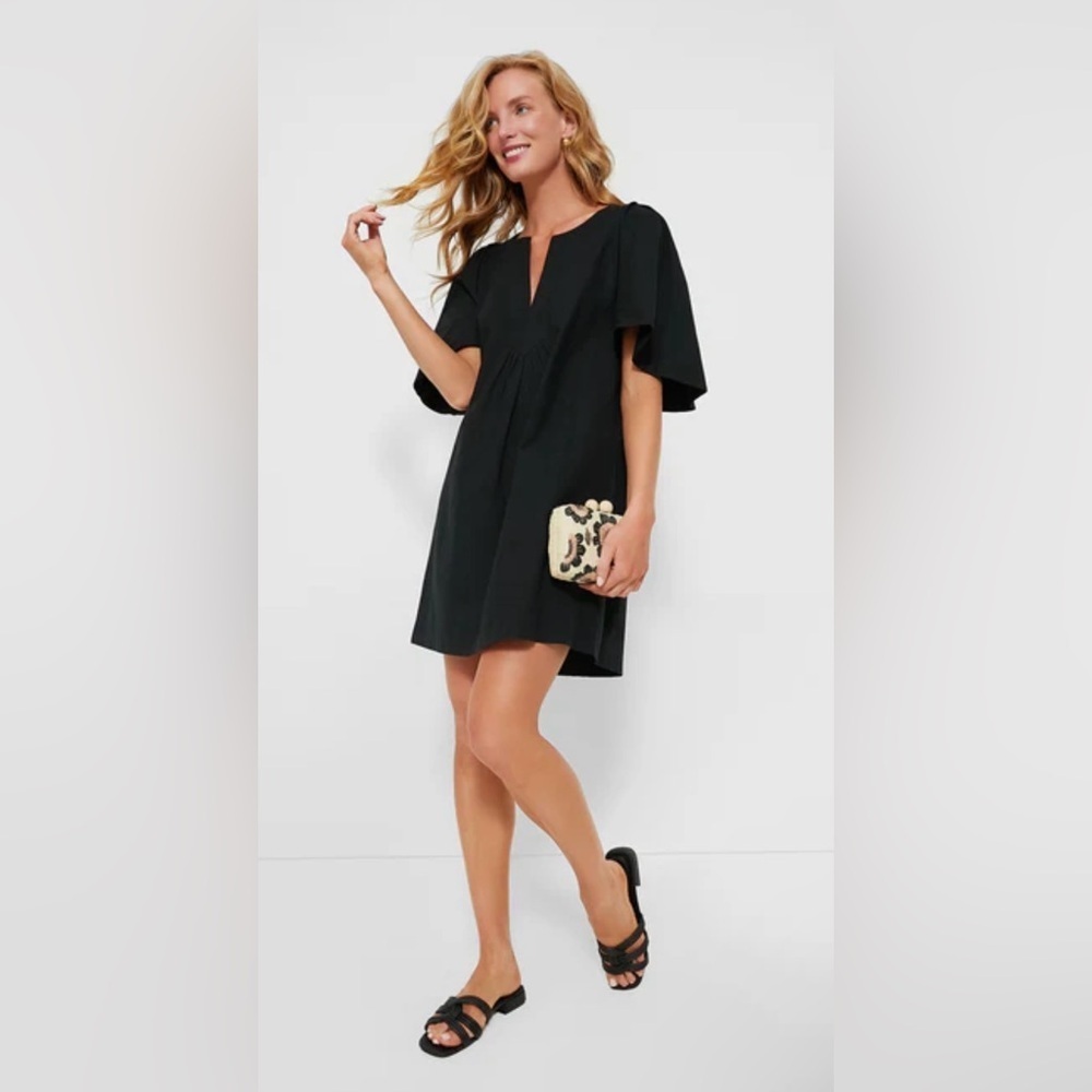 New! Tuckernuck Pomander Place Finley Flutter Sleeve Black Mini Dress 🖤 Medium - Picture 6 of 8